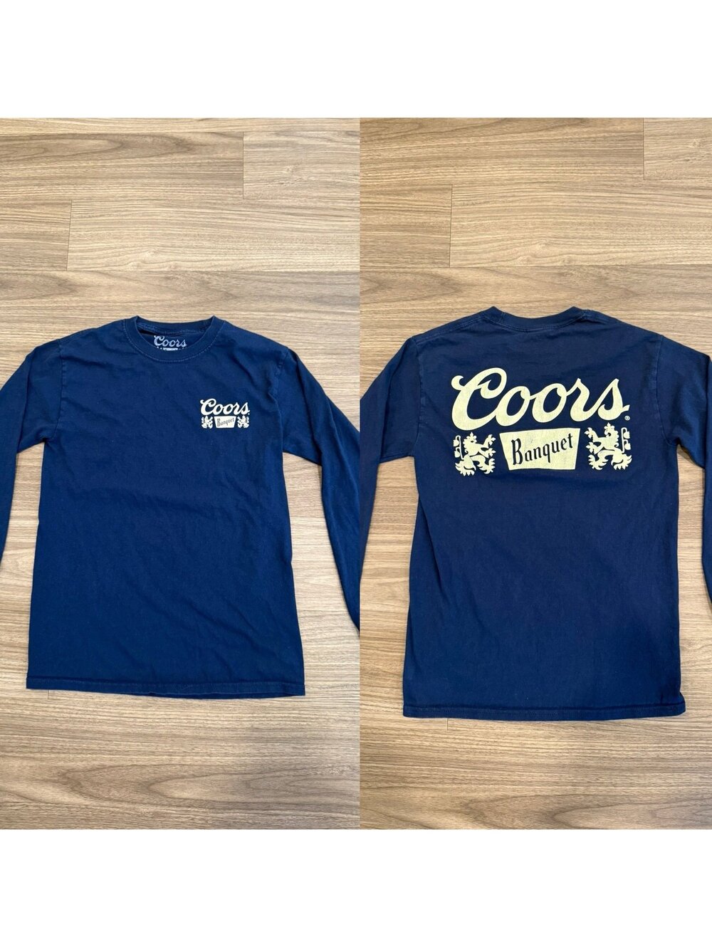 Coors Brewing Banquet Graphic Cotton Longsleeve Tshirt Navy Small #CB4575